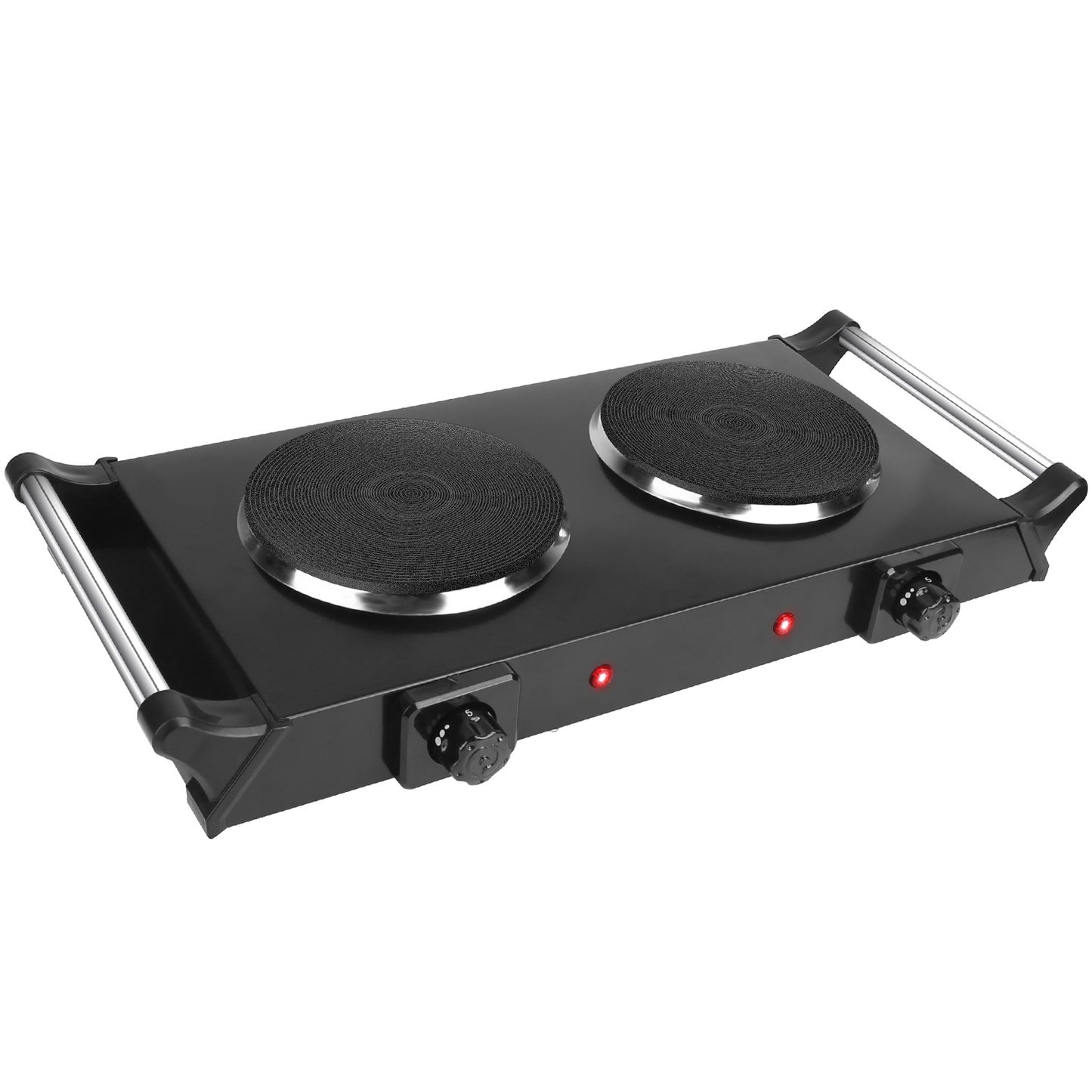 2000W Electric Dual Burner Portable Coil Heating Hot Plate Stove Countertop RV Hotplate with 5 Temperature Adjustments Portable Handles