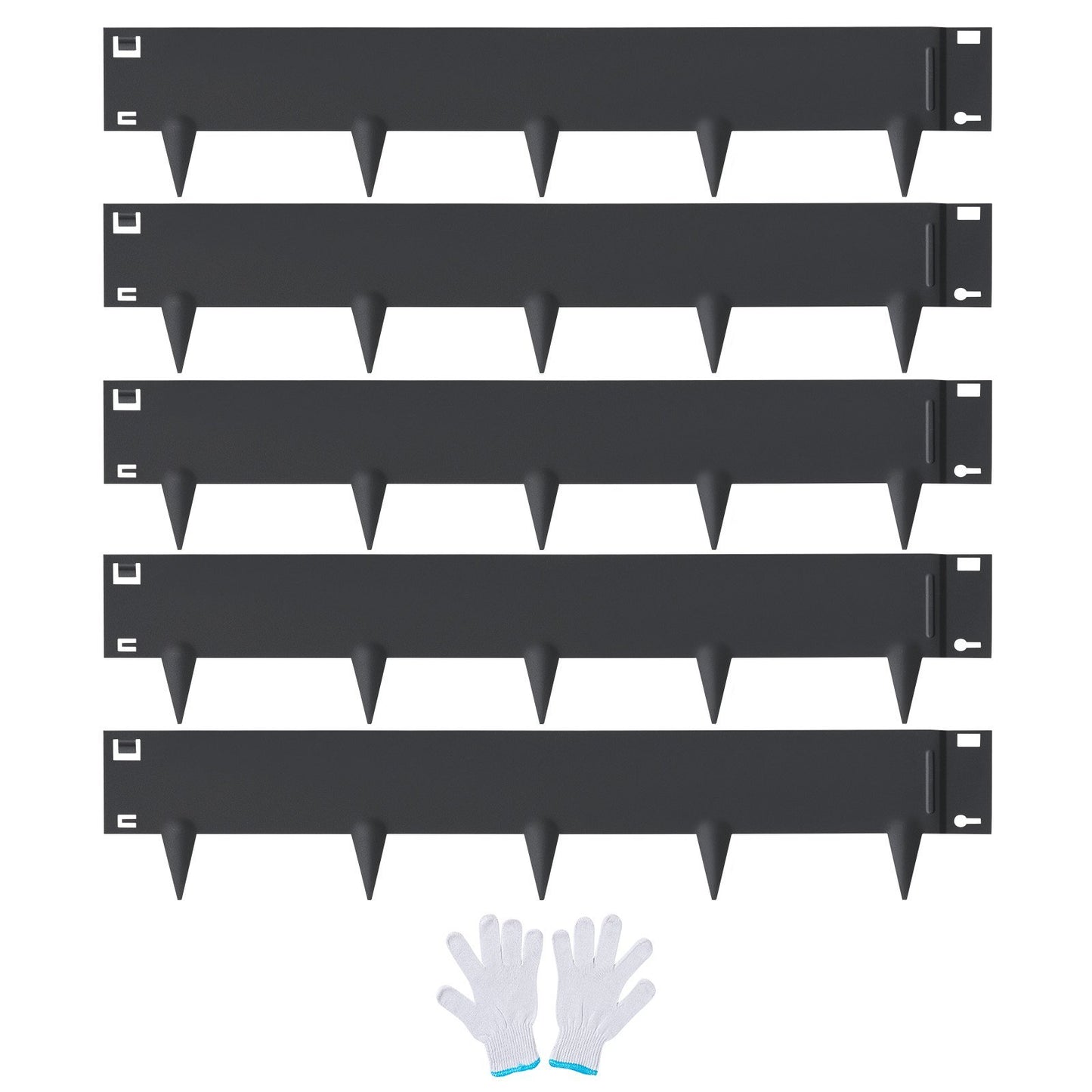 VEVOR Steel Landscape Edging, 5-pack Steel Garden Edging Borders, 39" L x 4" H Strips, Hammer-in Edging Border, Bendable Metal Landscape Edging for Yard, Garden, Lawn, 3.15" Spike Height, Black