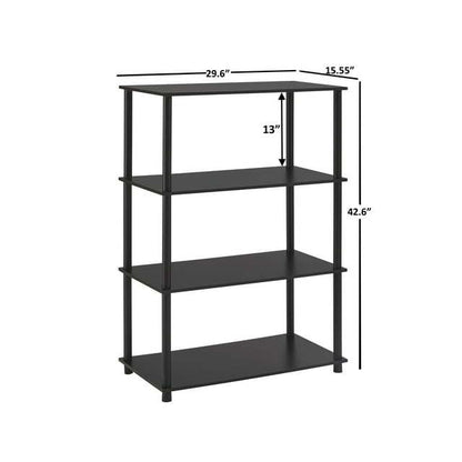 No Tools 4-Shelf Storage Bookcase, True Black Oak