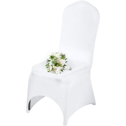 VEVOR 50 Pcs White Chair Covers Polyester Spandex Chair Cover Stretch Slipcovers for Wedding Party Dining Banquet Chair Decoration Covers