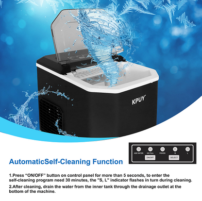 Small portable ice making machine LED display self-cleaning 26 lbs / 24h fast refrigeration, thick foam layer long-acting ice storage, bullets round ice, automatically closed