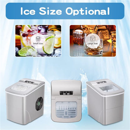 Countertop Ice Maker Machine;  Portable Ice Makers Countertop;  Make 26 lbs Ice in 24 Hrs;  Ice Cube Rready in 6-8 Mins with Ice Scoop&Basket;  Gray;  Red