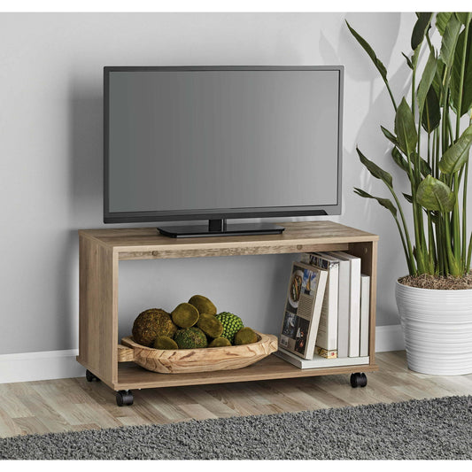 TV Cart for Flatscreen TVs up to 32", Rustic Weathered Oak Finish