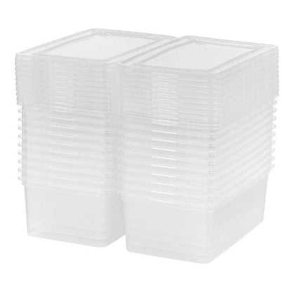 5 Qt. (1.25 gal.) Small Stackable Plastic Closet Storage Box, Clear, Set of 20