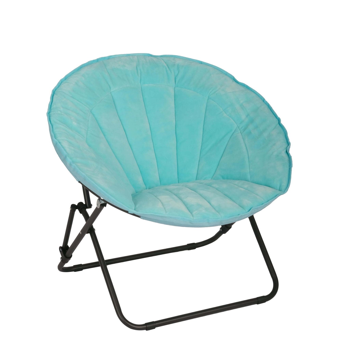 Velvet Seashell Saucer Folding Chair for Kids and Teens, Teal