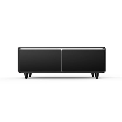 Modern Smart Coffee Table with Built-in Fridge, Bluetooth Speaker, Wireless Charging, Touch Control Panel, Power Socket, USB Interface, Outlet Protection, Atmosphere light