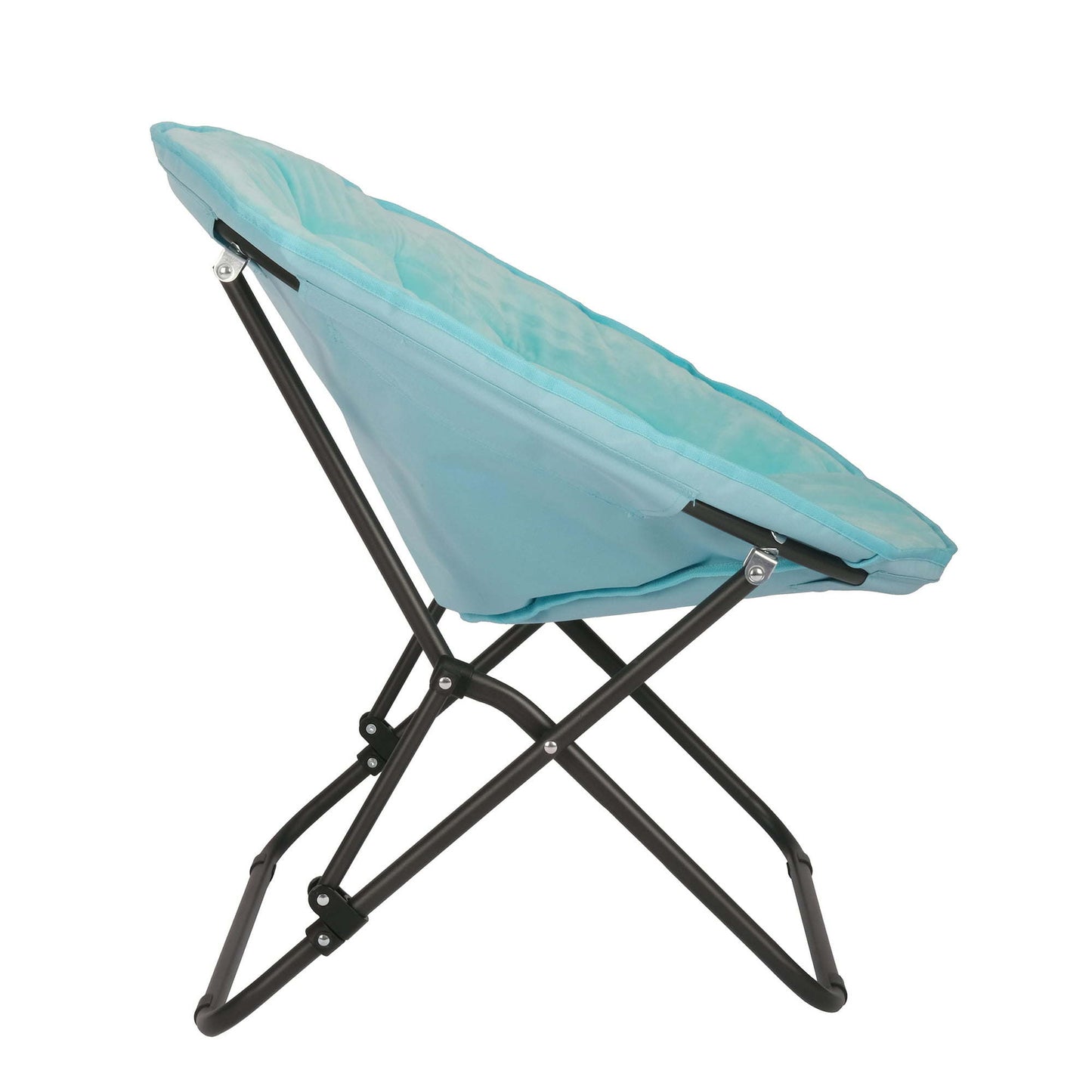 Velvet Seashell Saucer Folding Chair for Kids and Teens, Teal