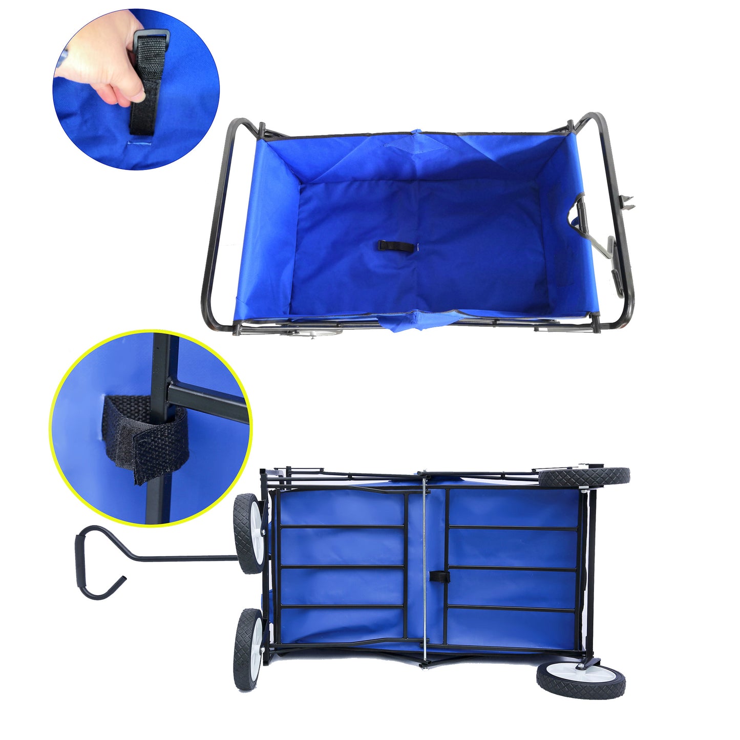 Outdoor Folding Wagon Garden ; Large Capacity Folding Wagon Garden Shopping Beach Cart ; Heavy Duty Foldable Cart; for Outdoor Activities; Beaches; Parks; Camping