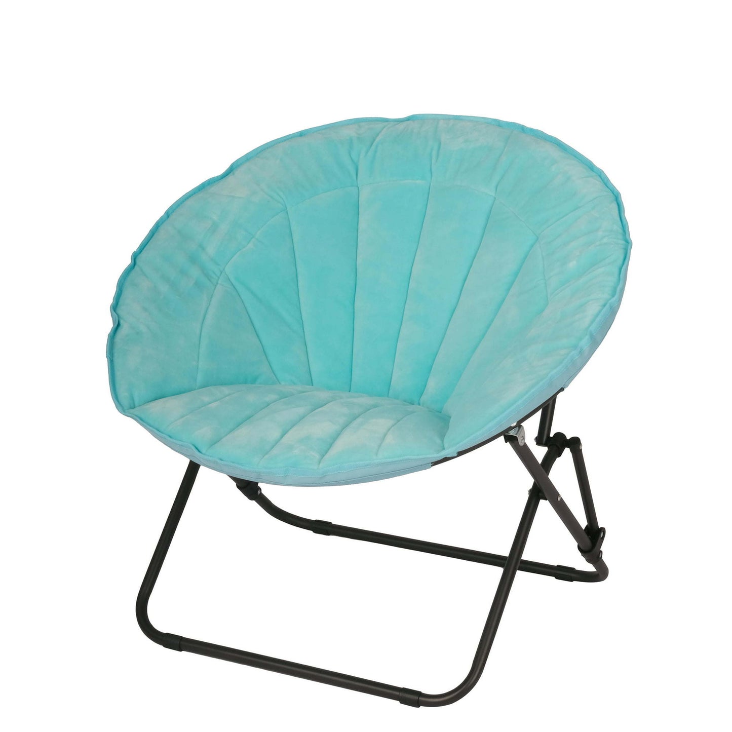 Velvet Seashell Saucer Folding Chair for Kids and Teens, Teal