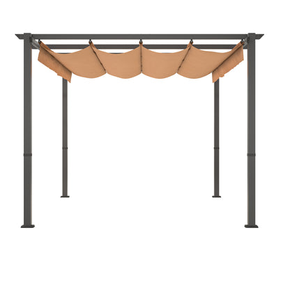 10' x 13' Aluminum Patio Pergola with Retractable Pergola Canopy, Backyard Shade Shelter for Porch, Outdoor Party, Garden, Grill Gazebo, Khaki