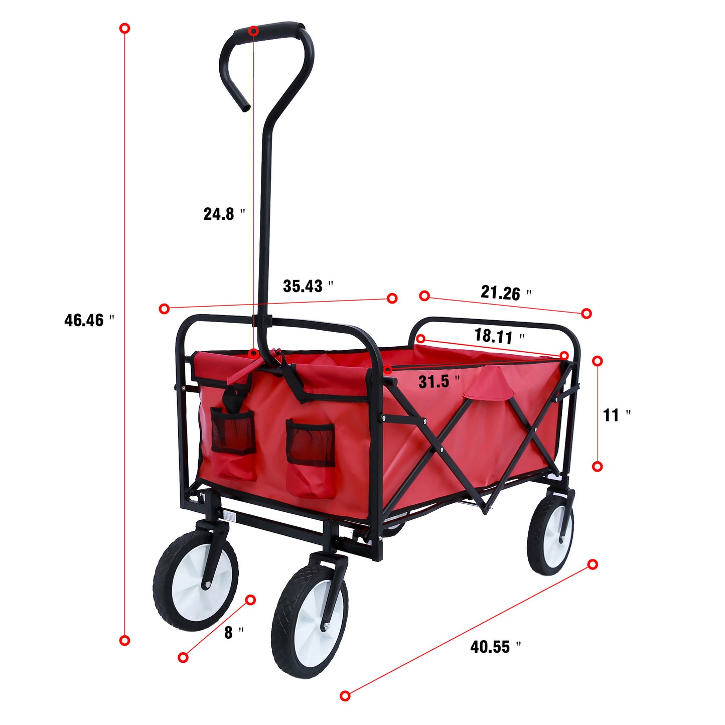 Outdoor Folding Wagon Garden ; Large Capacity Folding Wagon Garden Shopping Beach Cart ; Heavy Duty Foldable Cart; for Outdoor Activities; Beaches; Parks; Camping