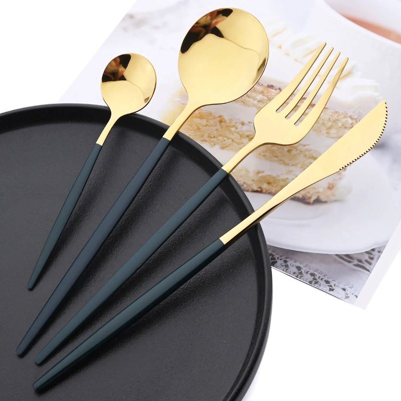 Commercial & Household 24Pcs Dinnerware Set Stainless Steel Flatware Tableware