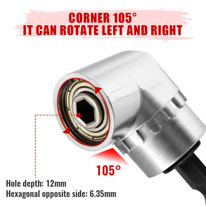 105 Degree Right Angle Drill Attachment and Flexible Angle Extension Bit Kit for Drill or Screwdriver 1/4&quot; Socket Adapter Tools