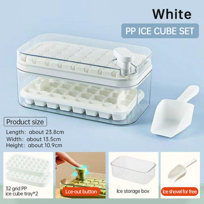 One-button Press Type Ice Mold Box Plastics Ice Cube Maker Ice Tray Mold With Storage Box With Lid Bar Kitchen Accessories