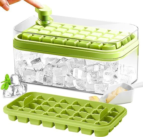 One-button Press Type Ice Mold Box Plastics Ice Cube Maker Ice Tray Mold With Storage Box With Lid Bar Kitchen Accessories