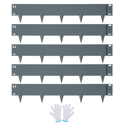 VEVOR Steel Landscape Edging, 5-pack Steel Garden Edging Borders, 39" L x 4" H Strips, Hammer-in Edging Border, Bendable Metal Landscape Edging for Yard, Garden, Lawn, 3.15" Spike Height, Dark Gray