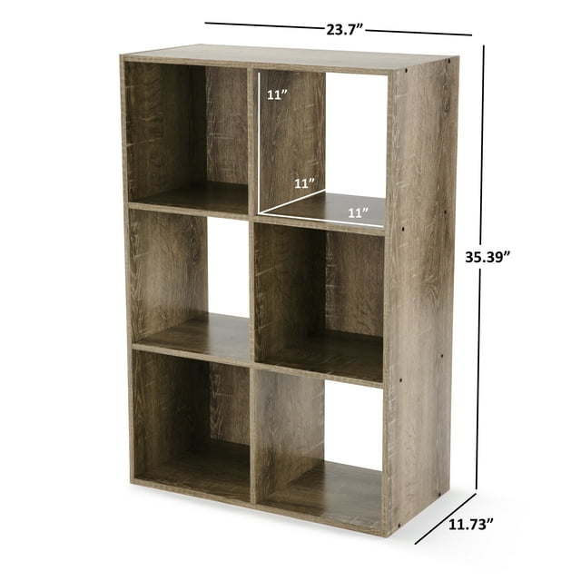 6-Cube Storage Organizer 3-Tier Bookcase Display Shelf for Home Office