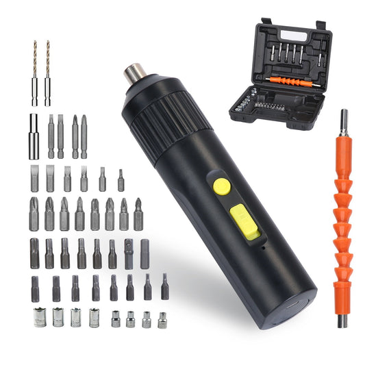 48Pcs 3.6V Cordless Electric Screwdriver Kit Portable Electric Screwdriver Drill Set with 33 Bits 8 Sockets 2 Hex Drills Bit Extension Holder Socket