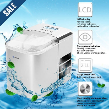 26 lbs Countertop LCD Display Ice Maker with Ice Scoop